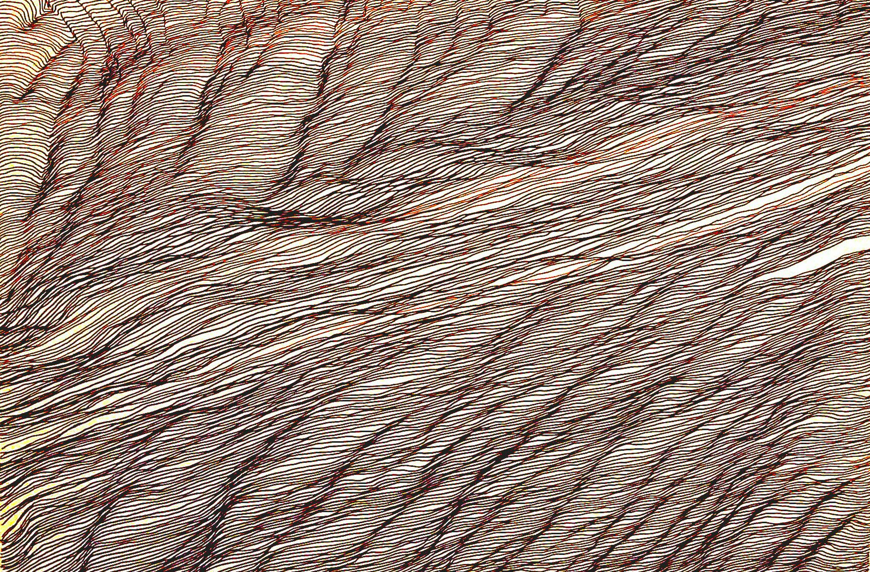 Drawing using permanent marker to make topographical contour shapes on paper