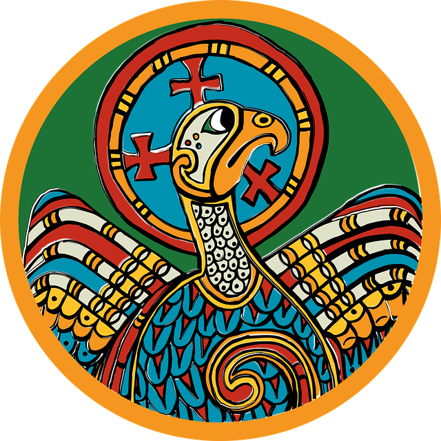 A copy of image of eagle in illuminated manuscript